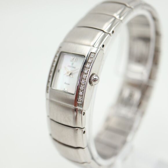 Festina Womens Silver Tone Watch 17mm MOP Rectangle Dial Stainless Steel Working - Picture 12 of 16